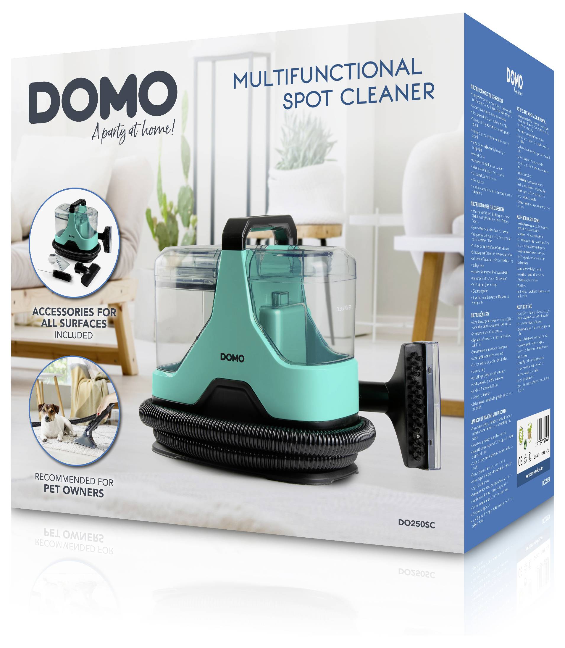 DOMO MULTIFUNKTIONALER FLECKENREINIGER Dampfreiniger DO250SC 600W Grün 2 Wassertanks