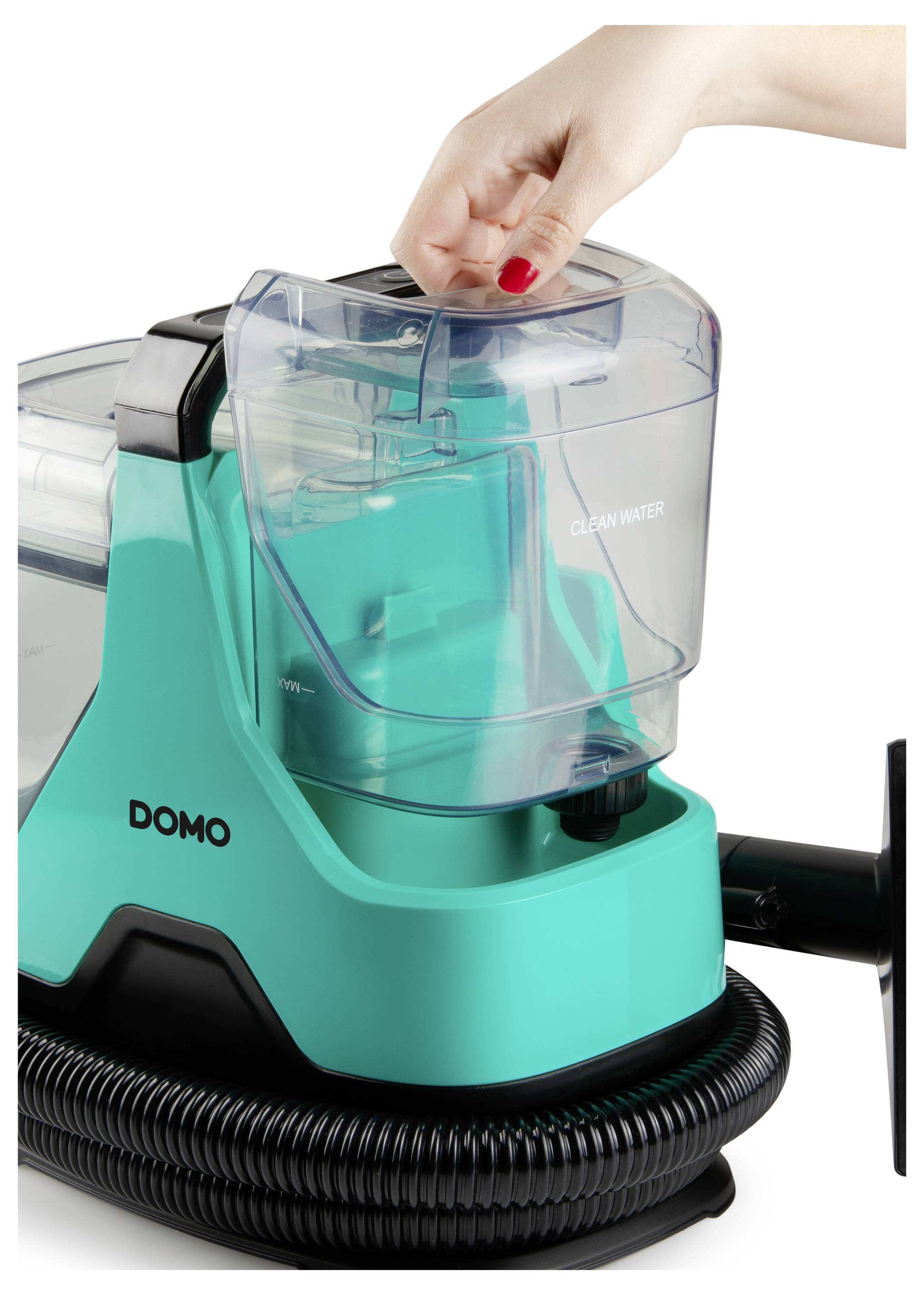 DOMO MULTIFUNKTIONALER FLECKENREINIGER Dampfreiniger DO250SC 600W Grün 2 Wassertanks