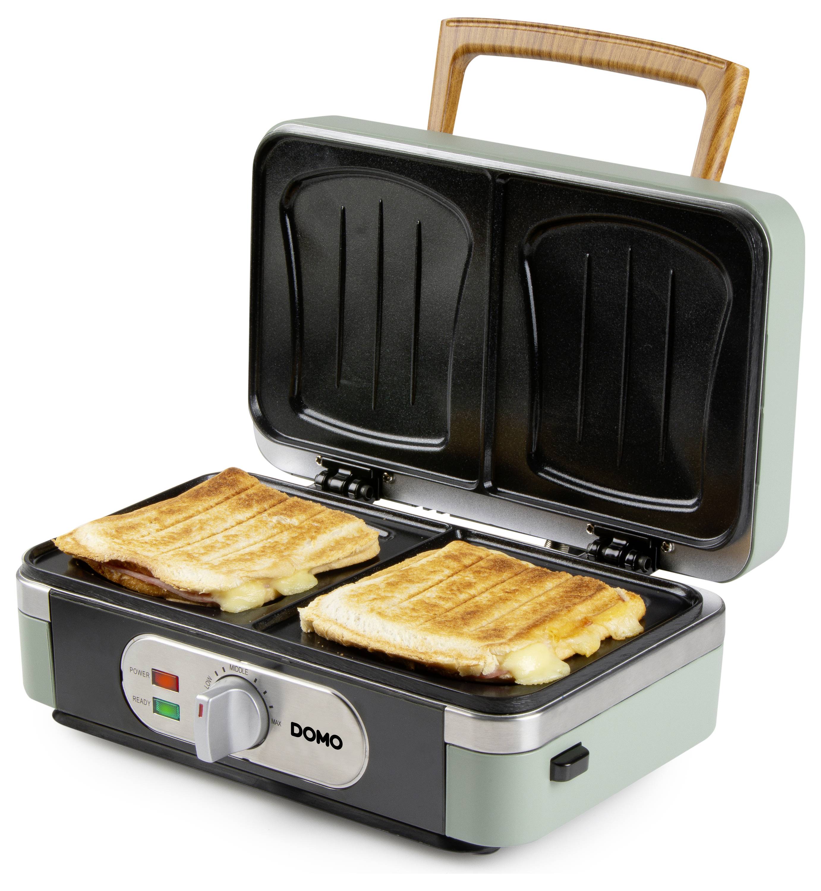 DOMO SANDWICH-WAFFLE-GRILL 3-IN-1 Waffeleisen Salbei-Grün