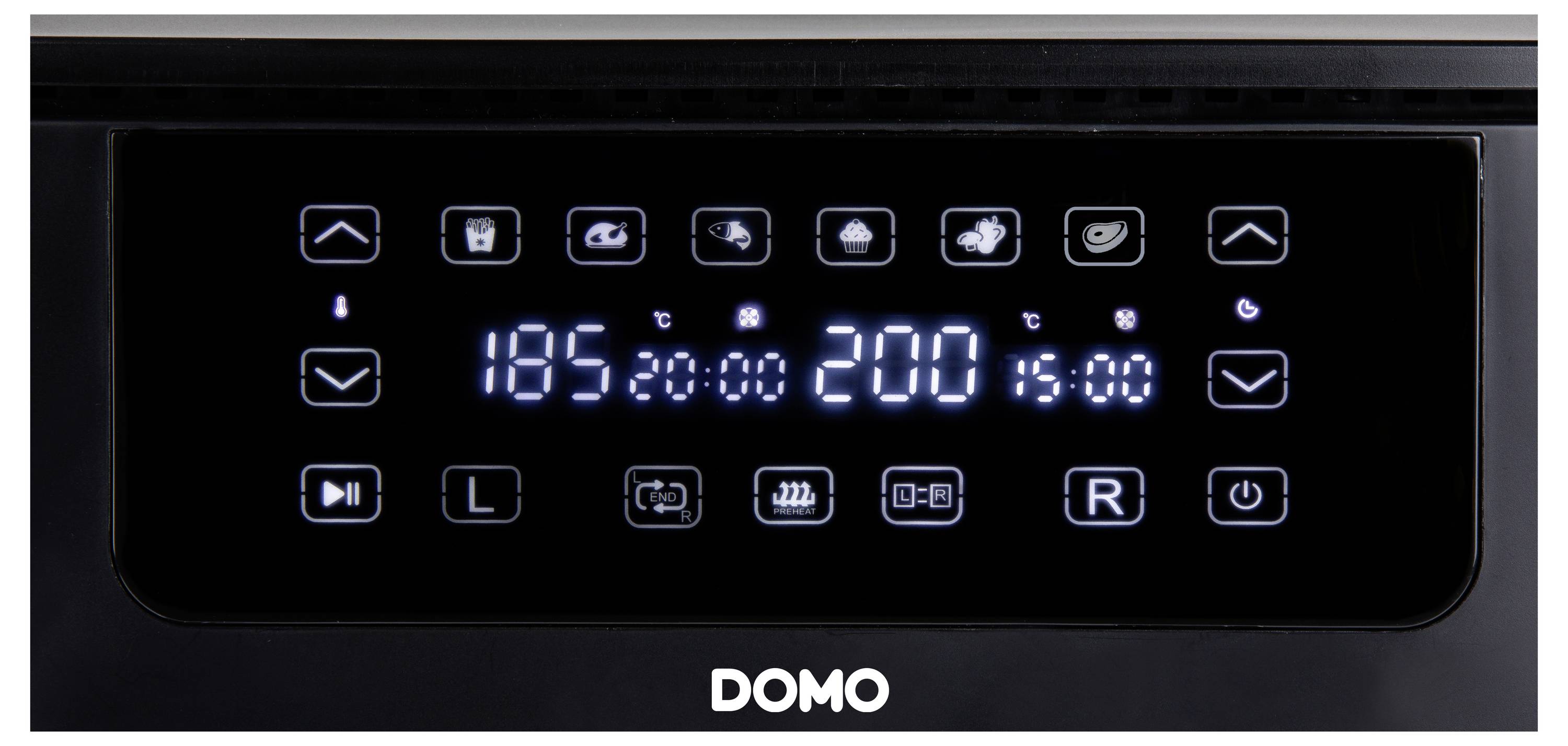 DOMO AIRFRYER DOUBLE FRY ZONE 3 + 6 L Fritteuse 9 l 2850 W 2 Grillzonen Schwarz