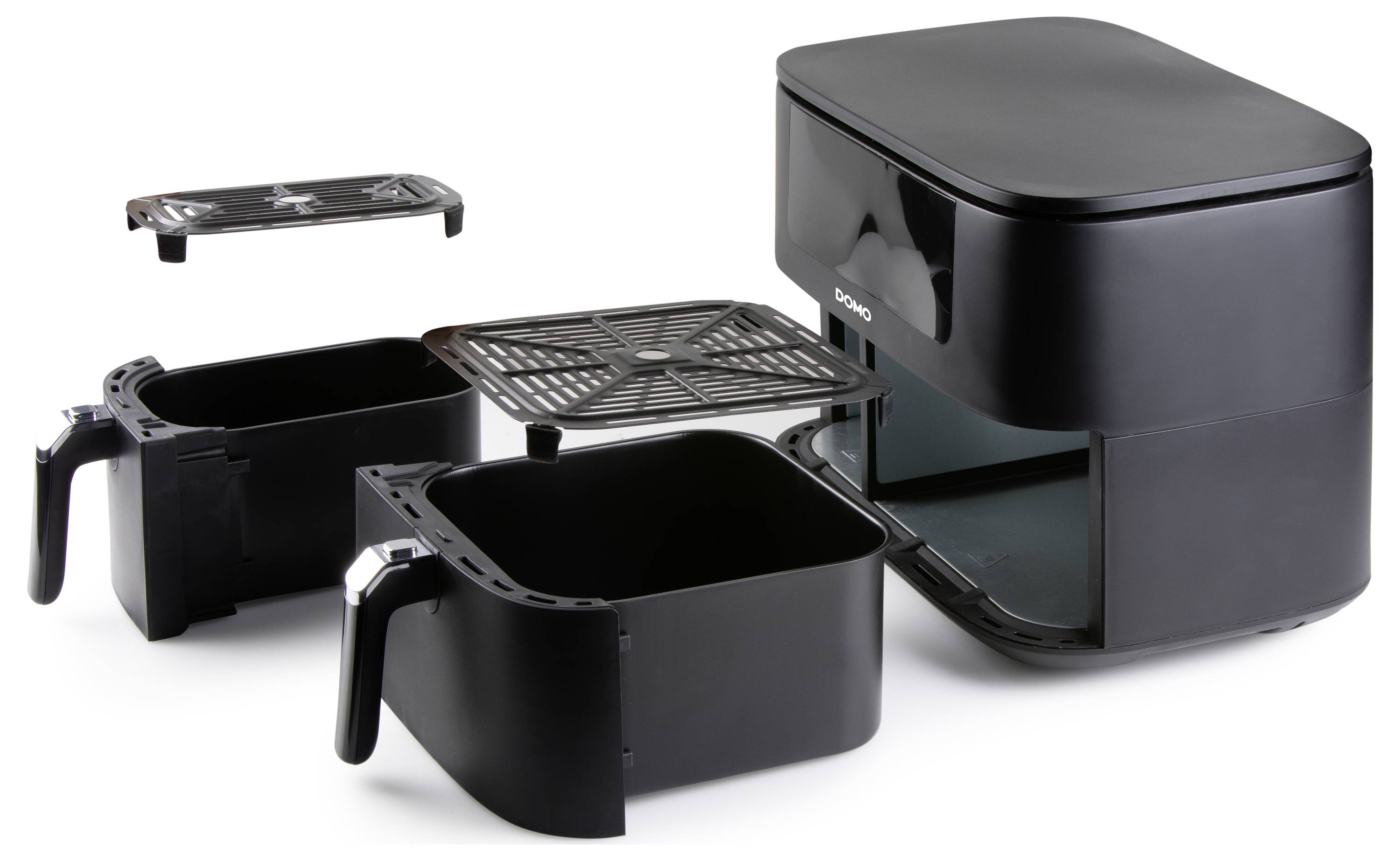 DOMO AIRFRYER DOUBLE FRY ZONE 3 + 6 L Fritteuse 9 l 2850 W 2 Grillzonen Schwarz