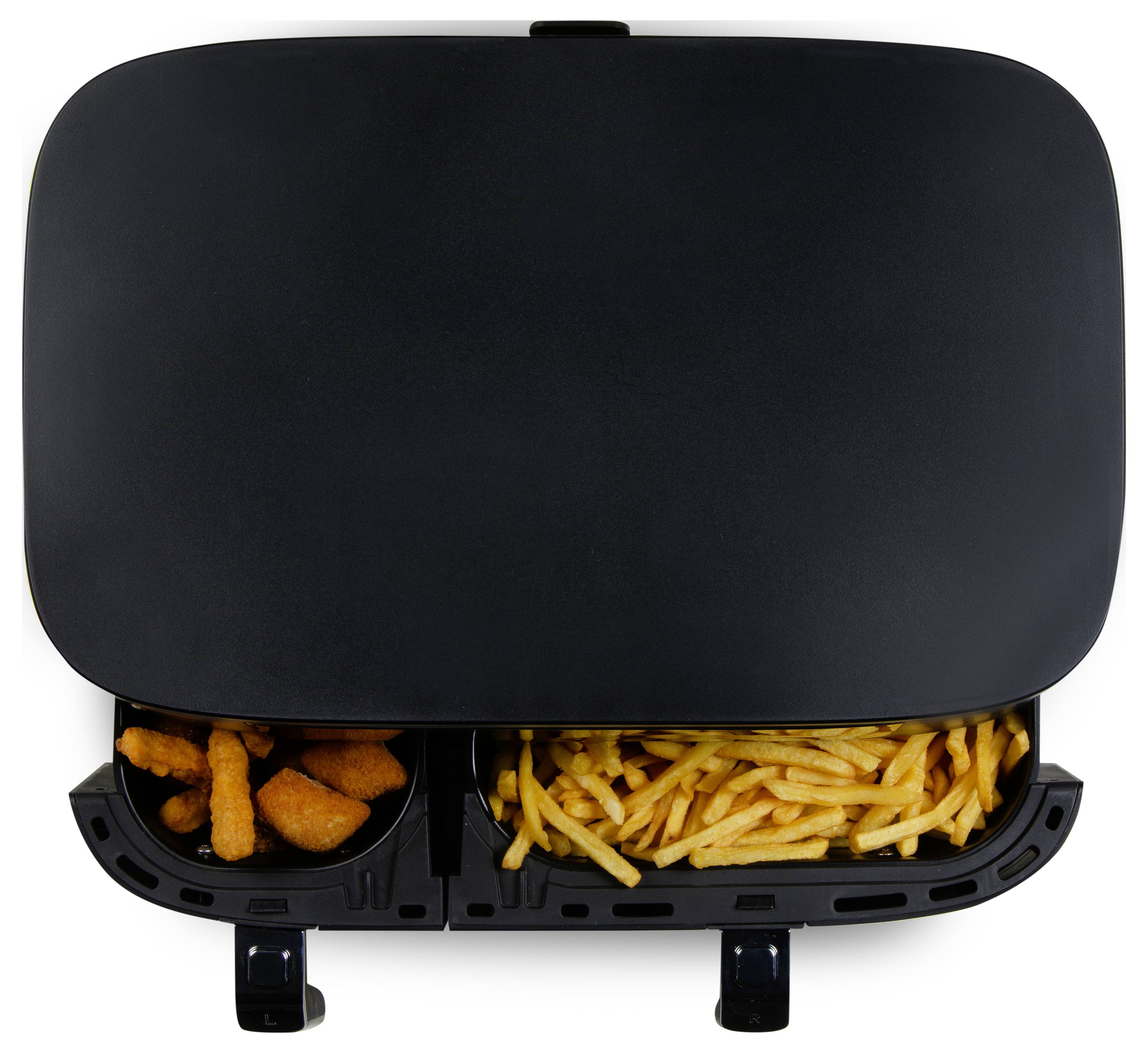 DOMO AIRFRYER DOUBLE FRY ZONE 3 + 6L Fritteuse 9l 2850W 2 Grillzonen Schwarz