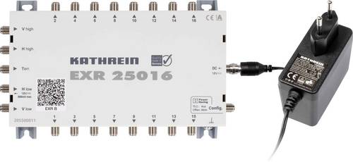 Kathrein EXR 25016 SAT Multischalter Eingänge (Multischalter): 5 (4 SAT/1 terrestrisch) Teilnehmer-Anzahl: 16 StandBy-Funktion