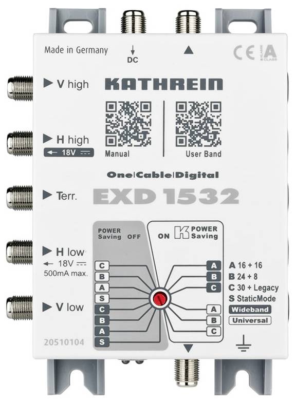 Kathrein EXD 1532 SAT Multischalter Eingänge (Multischalter): 5 (4 SAT/1 terrestrisch) Teilnehmer-A
