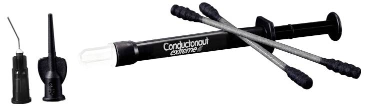 Schwarze Spritze mit der Aufschrift „Conductonaut Extreme