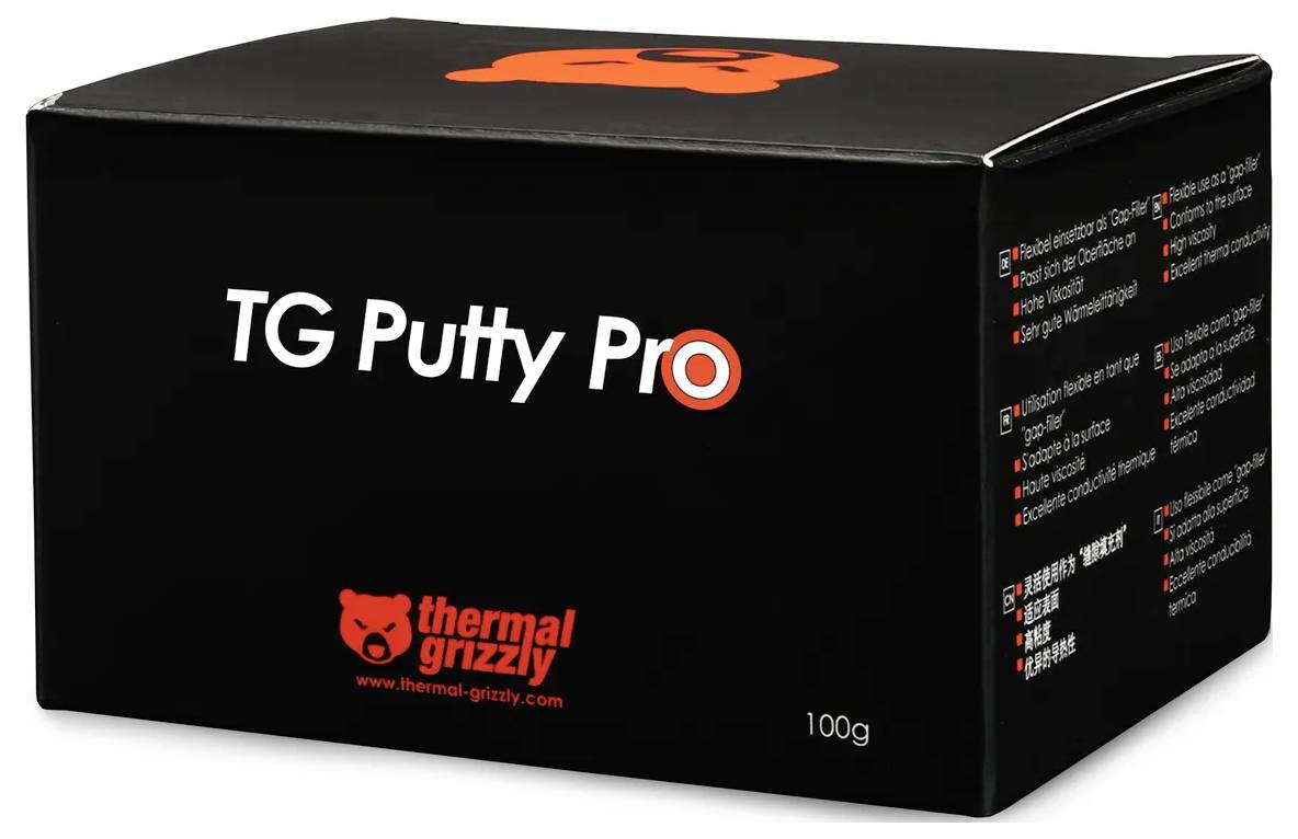 Schwarze Verpackung für TG Putty Pro mit einem roten Bären-Logo und dem Schriftzug 