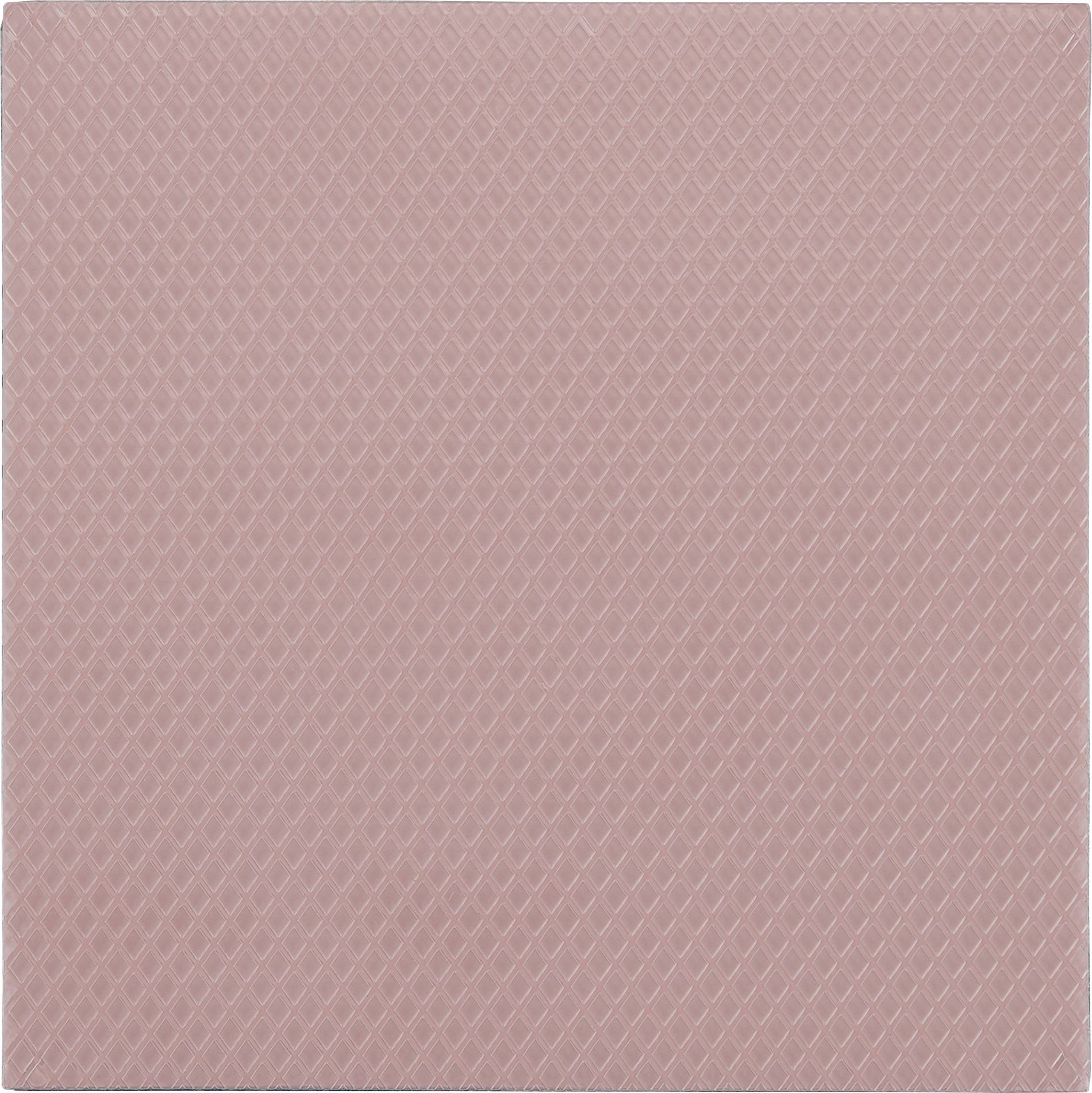 Eine Nahaufnahme einer strukturierten, hellrosa Oberfläche mit einem Rautenmuster, die wie Stoff oder Tapete aussieht.