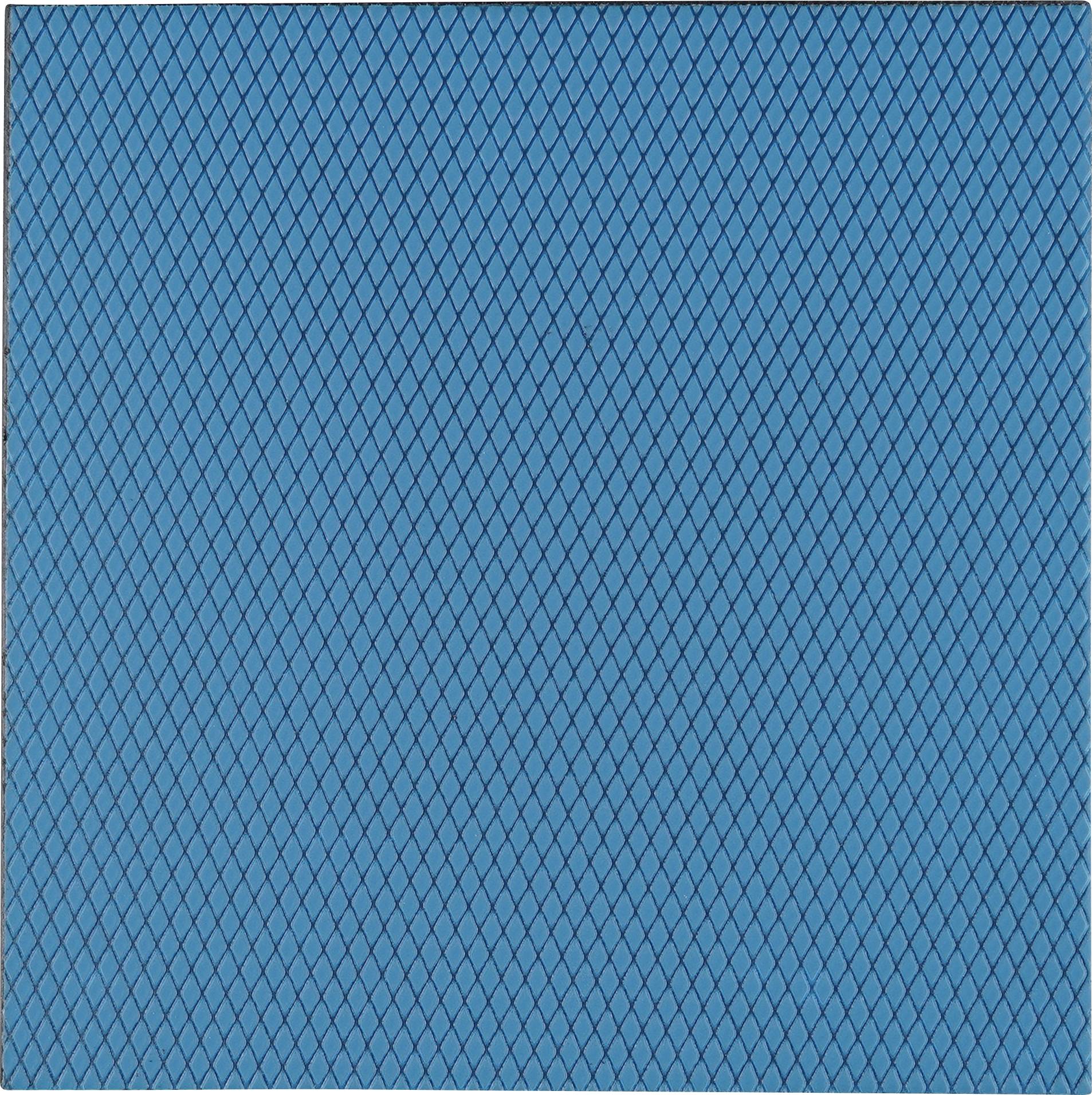 Eine blaue Oberfläche mit einem gleichmäßigen Muster aus kleinen, erhabenen schwarzen Diamantformen, die eine strukturierte Erscheinung erzeugen.