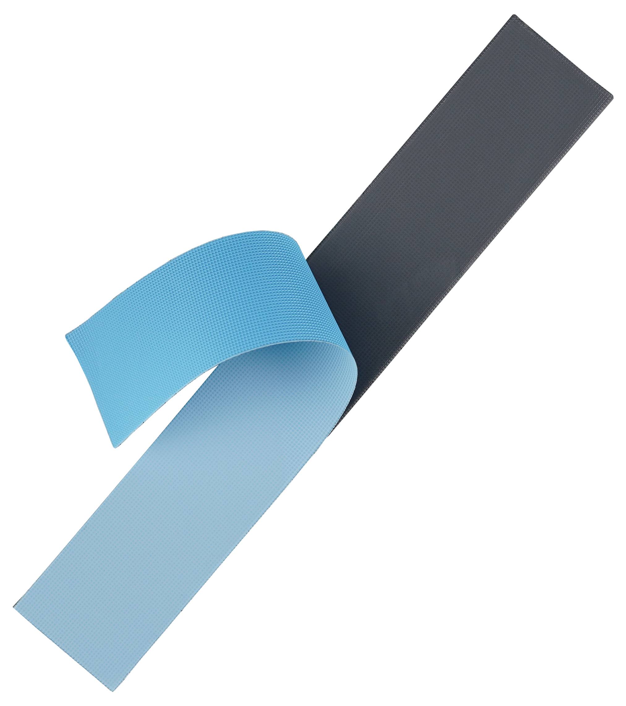 Theraband-Widerstandsband in blauer und schwarzer Farbe, verwendet für Physiotherapie und Krafttrainingsübungen.