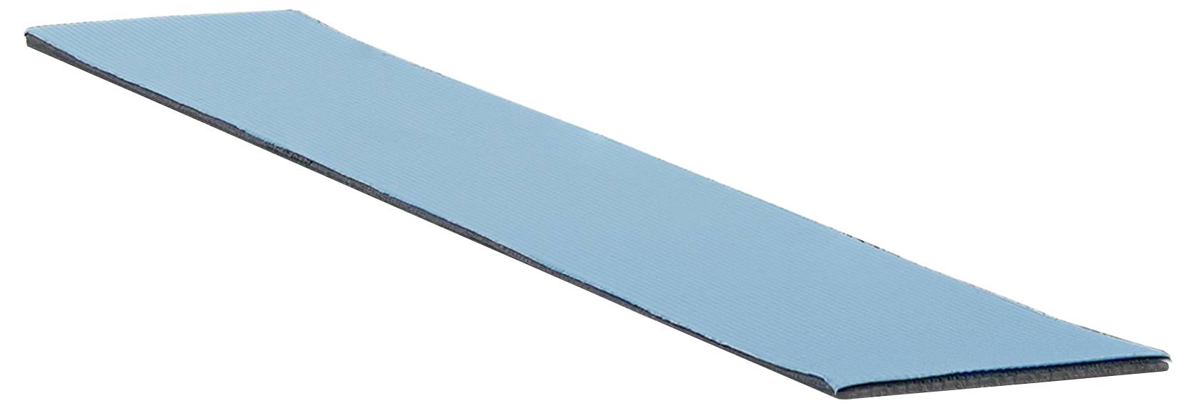 Ein flacher, blauer Turnbalken, der auf einem weißen Hintergrund isoliert ist, leicht nach rechts geneigt und dessen schlanke, längliche Konstruktion deutlich zur Geltung kommt.