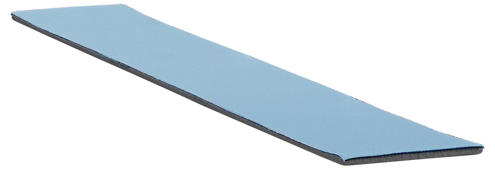 Eine blaue Yogamatte mit schwarzer Unterseite, flach ausgelegt.