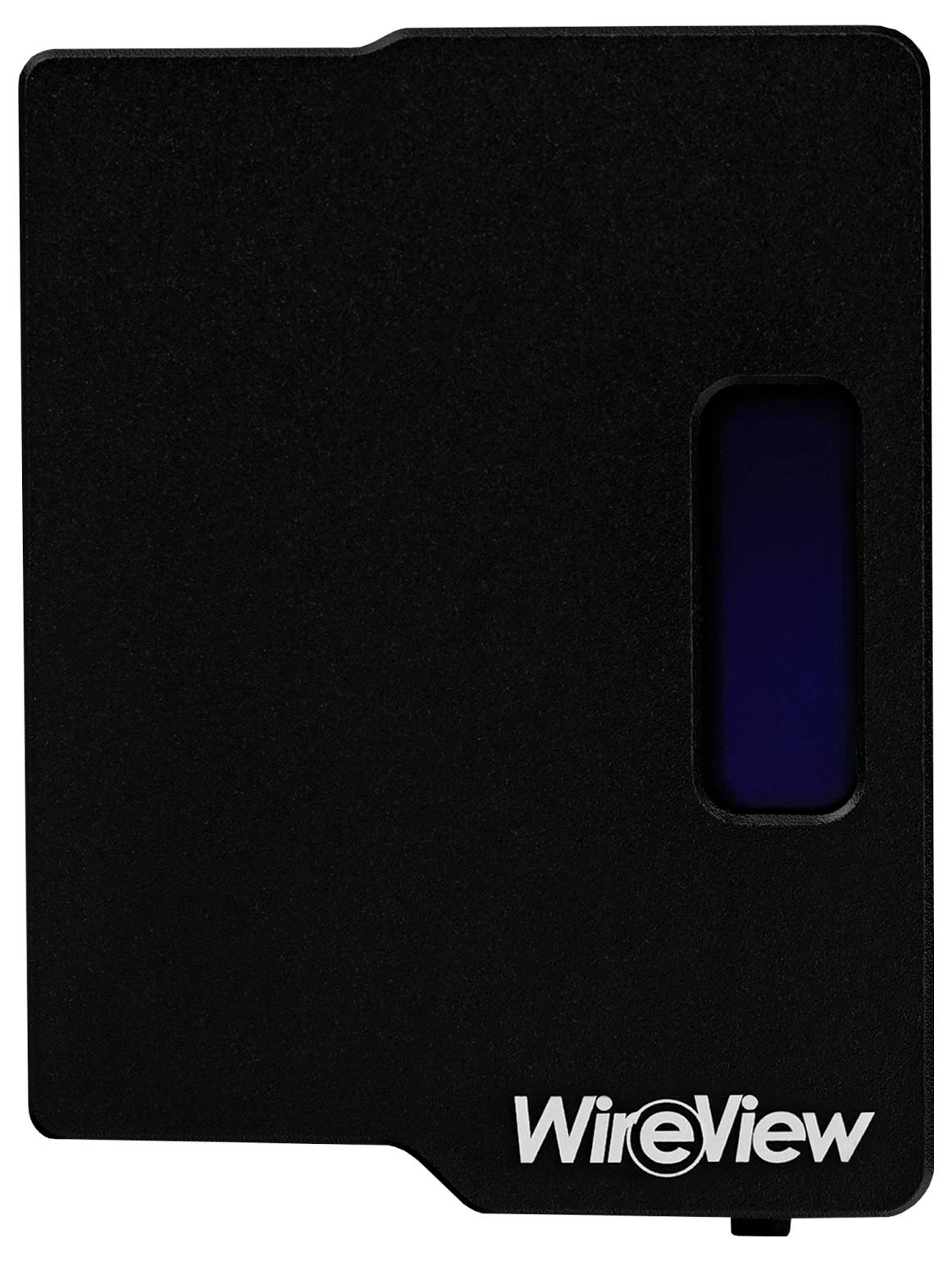 Ein schwarzes WireView-Testgerät mit einem kleinen Anzeigedisplay, das für Netzwerkdiagnosen verwendet wird.