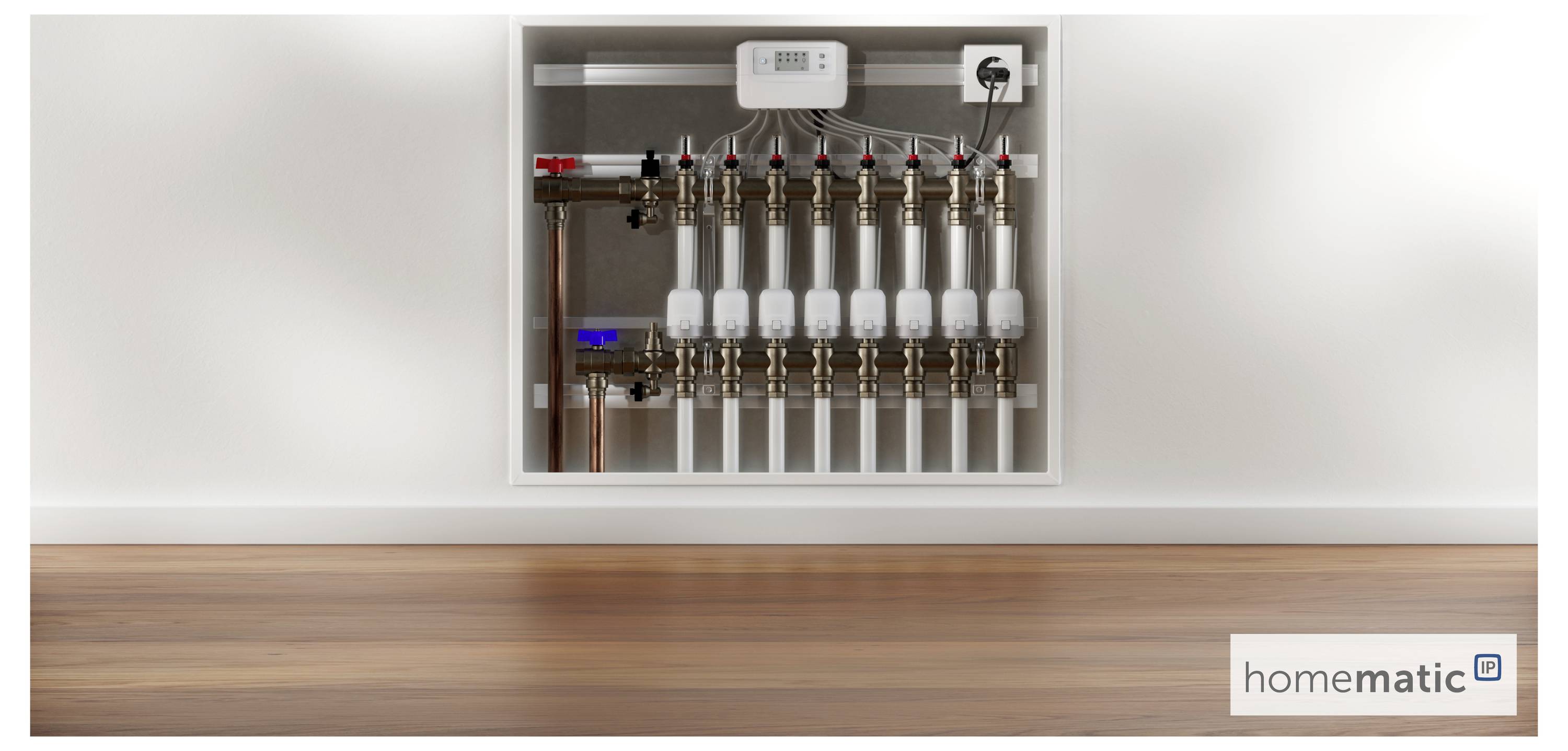 Homematic IP Starterkit Fußbodenheizung HmIP-HAP2+HmIP-FALMOT-C8+HmIP-WTH-1+HmIP-VDMOT