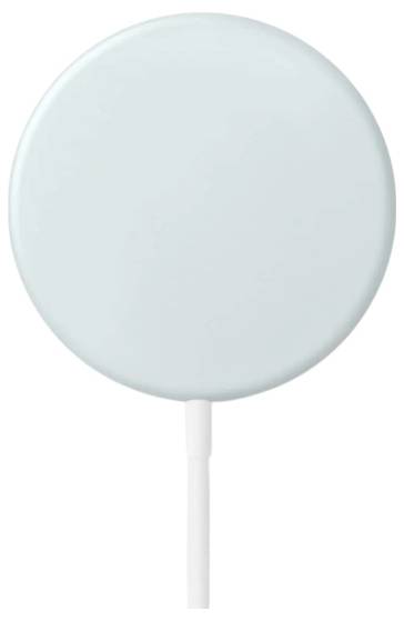 Ein rundes, hellblaues Lutscher mit einem weißen Stiel vor einem einfachen Hintergrund.