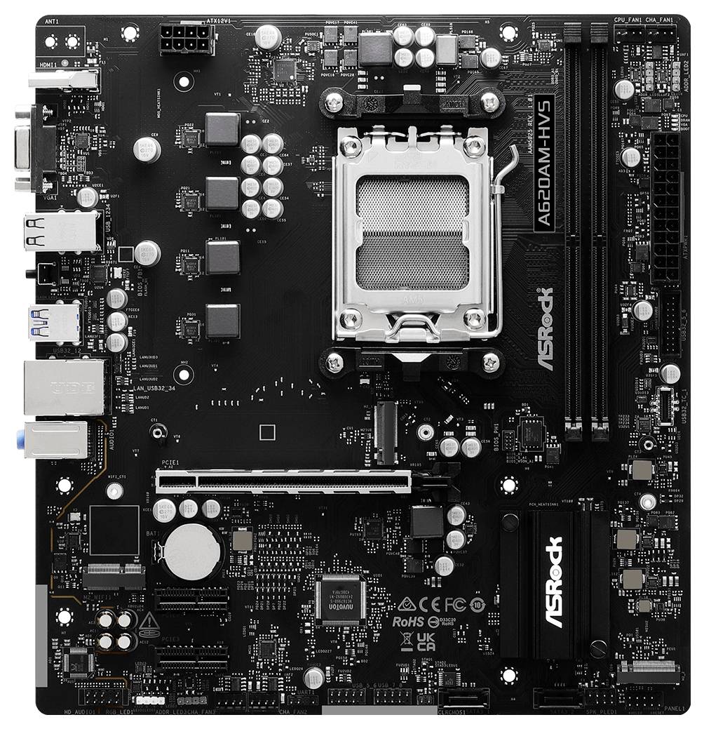 ASRock A620AM-HVS Mainboard Sockel (PC) AMD® AM5 Formfaktor (Details) Micro-ATX Mainboard-Chipsatz AMD® A620A