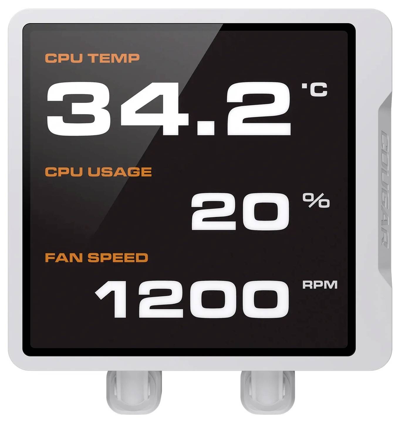 CPU-Temperatur: 34,2°C, CPU-Auslastung: 20%, Lüfterdrehzahl: 1200 U/min