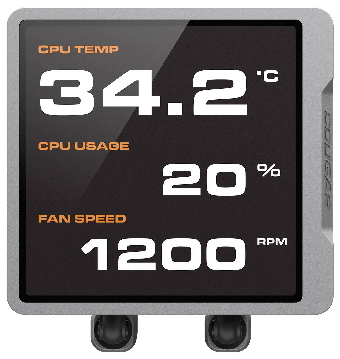 CPU-Temperatur: 34,2°C, CPU-Auslastung: 20%, Lüfterdrehzahl: 1200 U/min