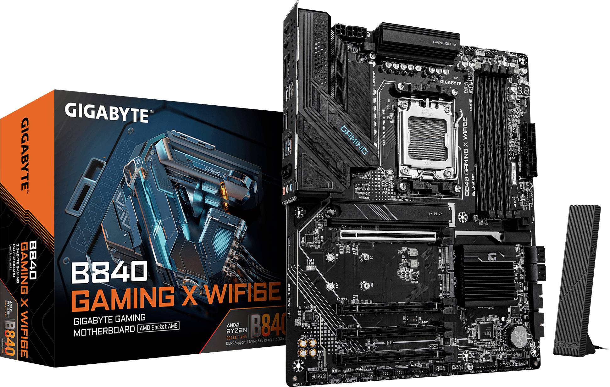 Gigabyte B840 GAMING X WF6E Mainboard Sockel (PC) AMD® AM5 Formfaktor (Details) ATX Mainboard-Chipsatz AMD® B840