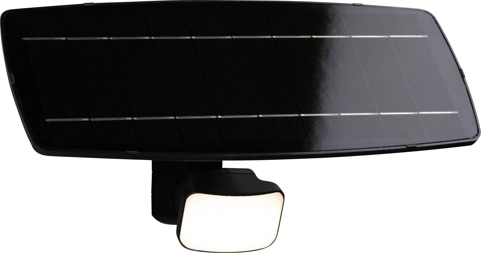 Solar-LED-Flutlicht mit rechteckigem Panel und angeschlossenem Licht, für den Außeneinsatz entwickelt, um energieeffiziente Beleuchtung zu bieten.