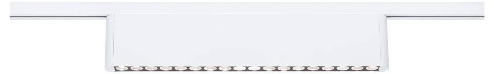 Eine rechteckige weiße Deckenleuchte mit einer Reihe kleiner runder Glühbirnen entlang der unteren Kante.