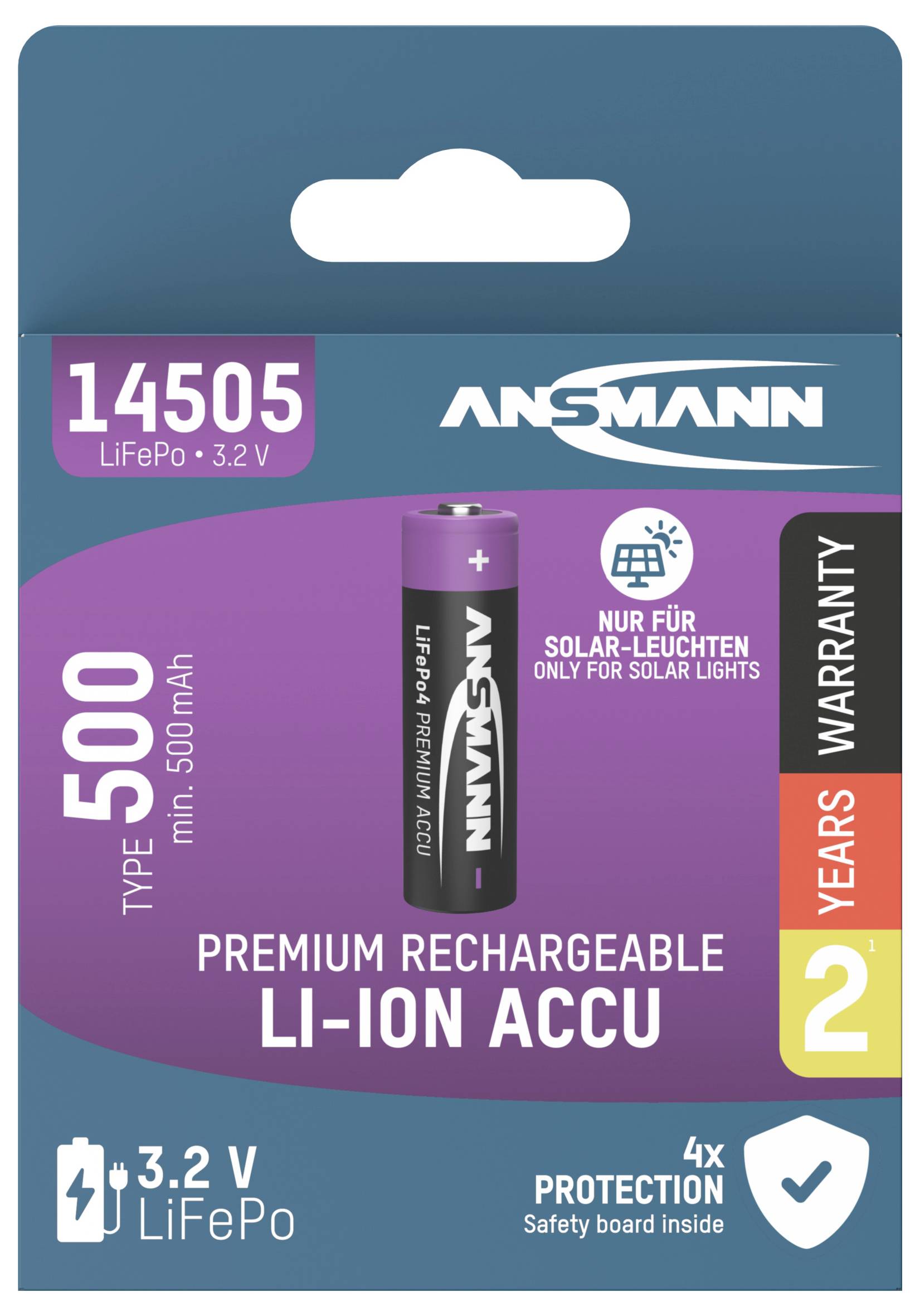 Ansmann Lithium-Eisenphosphat Akku Mignon AA 500 mAh Mignon (AA)-Akku LiFePO 4 500 mAh 3.2V 1St.