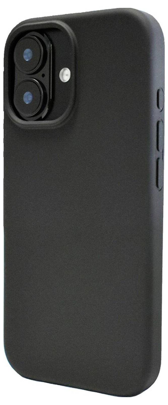 Eine schwarze Smartphone-Hülle mit Aussparungen für eine Dual-Rückkamera, designed für Schutz und eine elegante Optik.