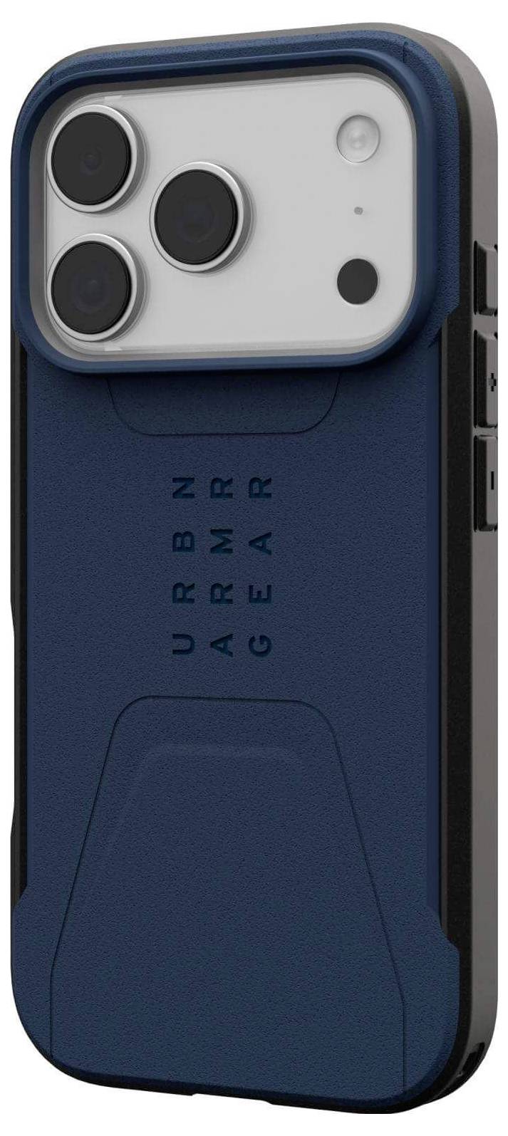 Eine robuste blaue Handyhülle mit einem schützenden Rückendesign, die auf einem Smartphone platziert ist.
