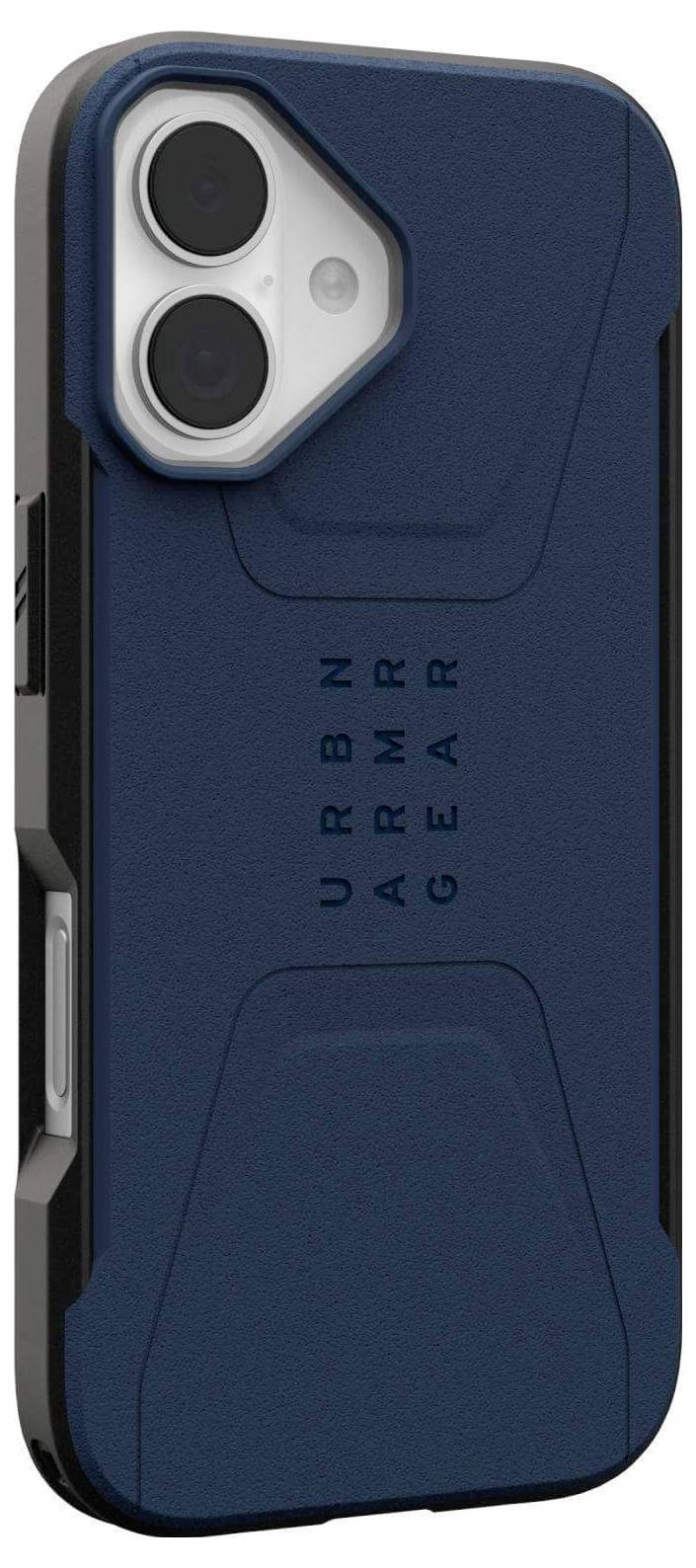 Eine blaue Smartphone-Hülle mit zwei großen Aussparungen für Kameraobjektive, mit dem Text 'URBN ARMR GEAR' vertikal in der Mitte.