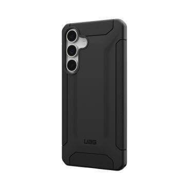 Ein robustes schwarzes Smartphone-Gehäuse mit verstärkten Ecken und einer strukturierten Oberfläche für besseren Halt, entwickelt zum Schutz des Telefons vor Stößen.