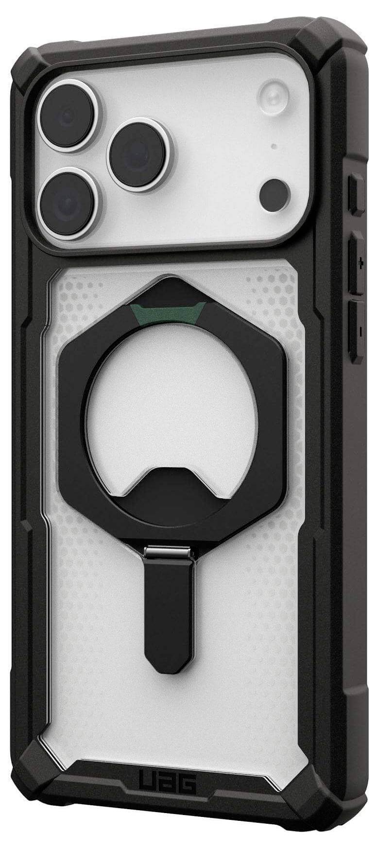 Ein robustes Smartphone-Gehäuse mit einem Schutzrahmen und integriertem Ständer, entwickelt für verbesserte Haltbarkeit und Benutzerfreundlichkeit.