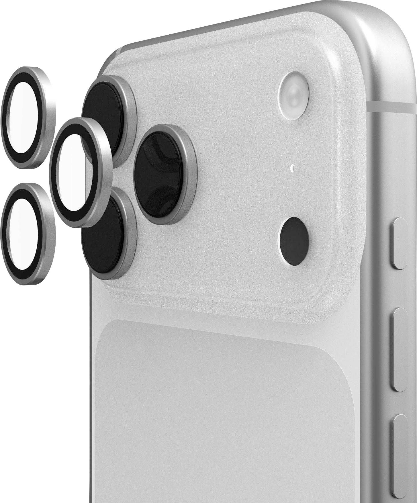 Ein Smartphone-Kameraobjektiv-Set, das an einem Telefon angebracht wird und verschiedene Objektivoptionen zur Verbesserung der Fotografie-Fähigkeiten zeigt.