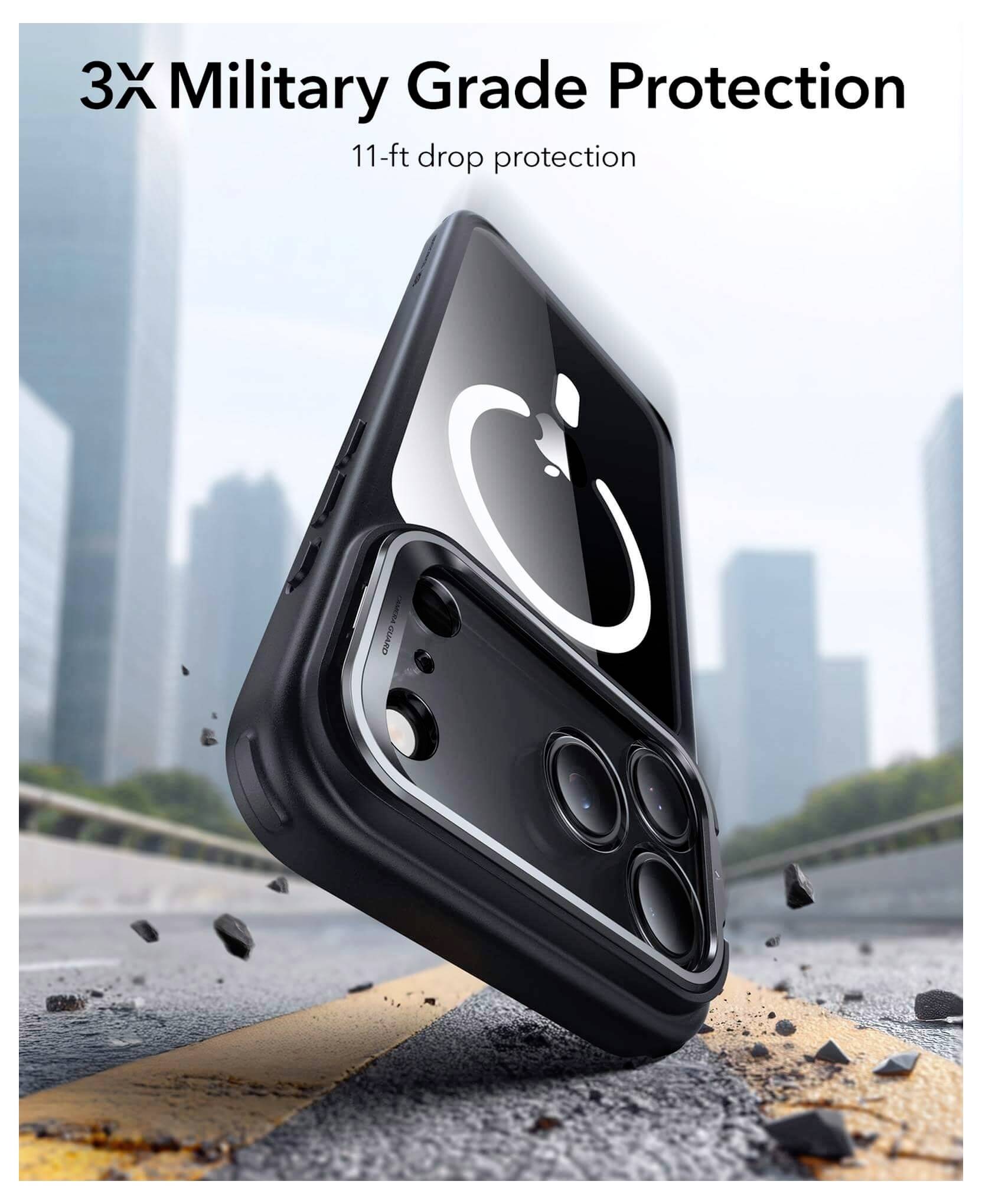 Smartphonehülle mit 3-facher Militärstandard-Schutzfunktion<br>11-Fuß Fallschutz<br><br>Ultimativer Schutz für Ihr Smartphone - Robust. Stark. Unzerstörbar.