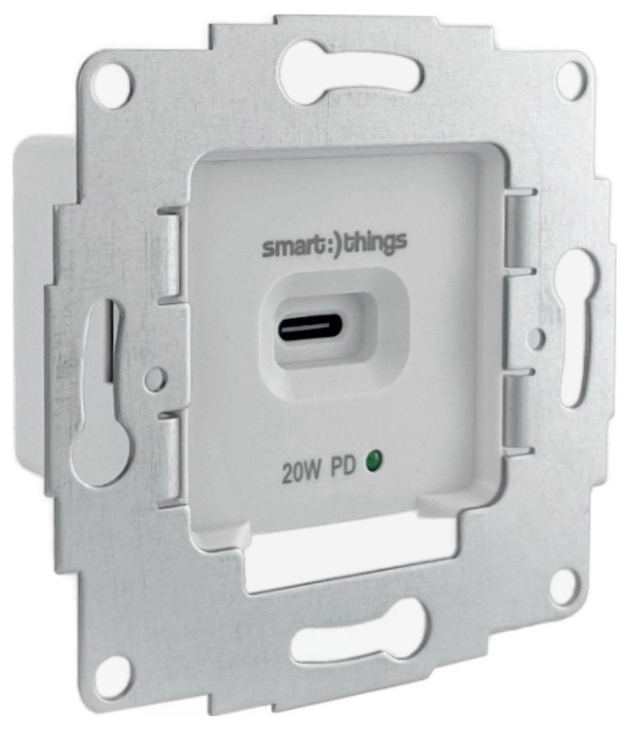 Ein wandmontierbares USB-C-Ladegerät mit der Aufschrift 