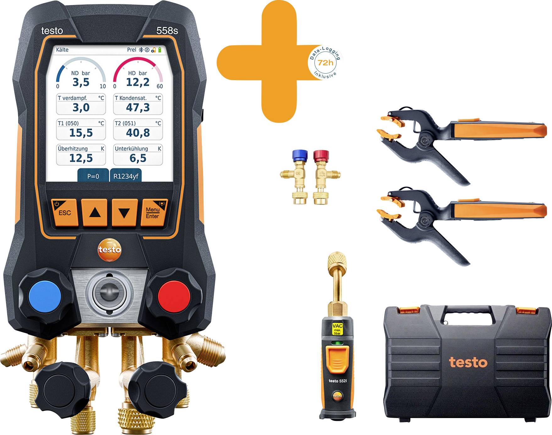 Testo Smart Vakuum Set 0564 2558 Druck, Temperatur mit Datenloggerfunktion