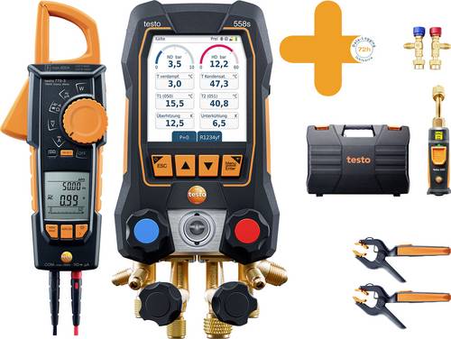 Testo Smart Vakuum Set 0564 4558 Temperatur, Druck mit Stromzange