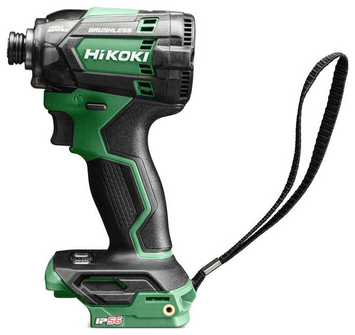 Ein grün-schwarzer kabelloser Schlagschrauber mit der Aufschrift 