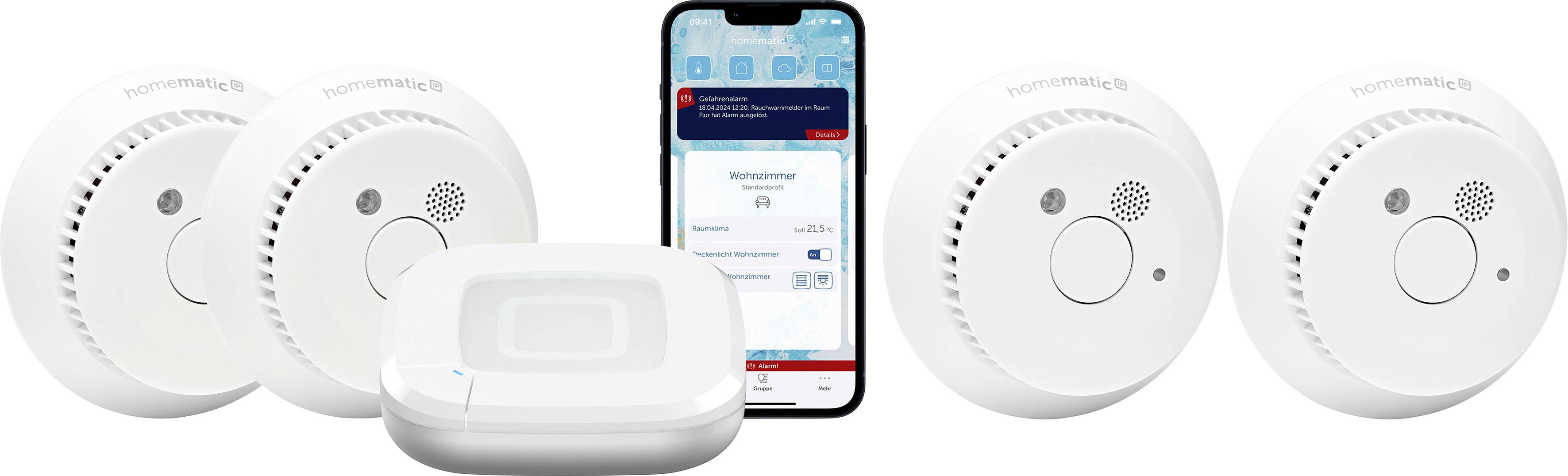 Homematic IP Starterkit Rauchwarnmelder für 4 Räume HmIP-SK27+HmIP-SWSD-2
