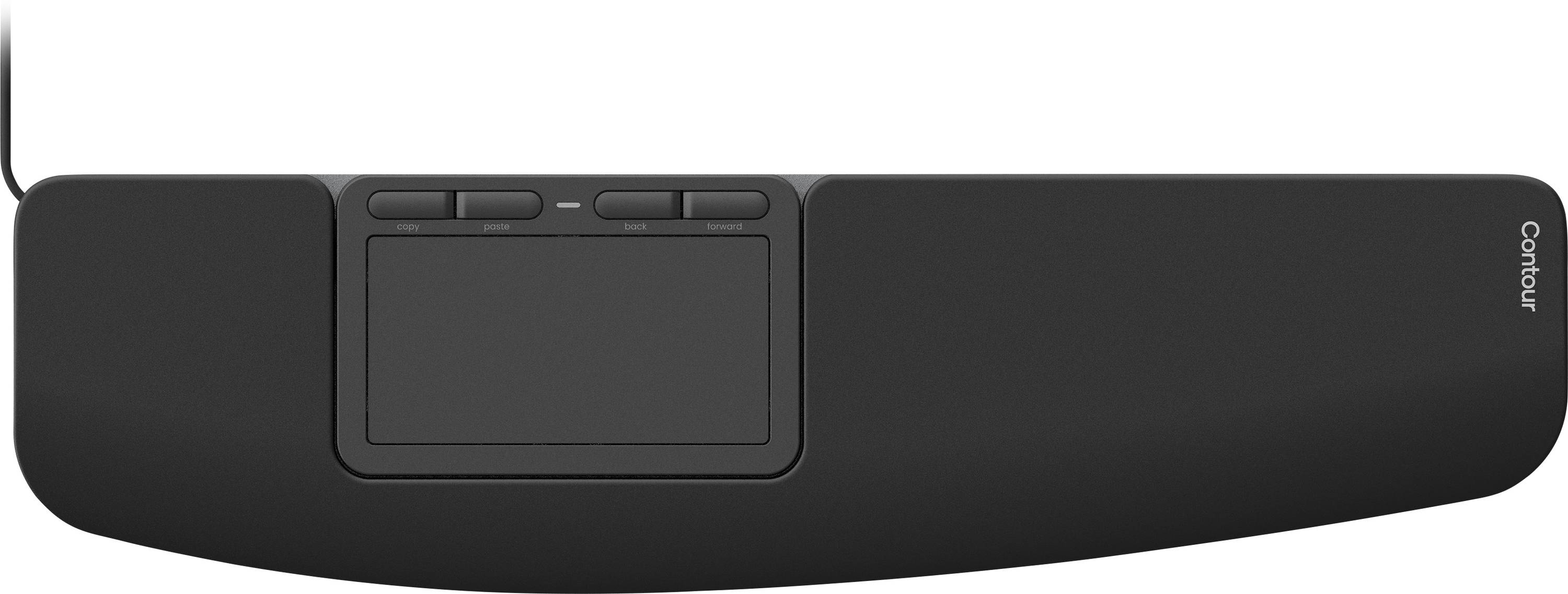 Ergonomische Handgelenkauflage mit integriertem Touchpad und Tasten, entwickelt für Komfort und einfache Bedienung.