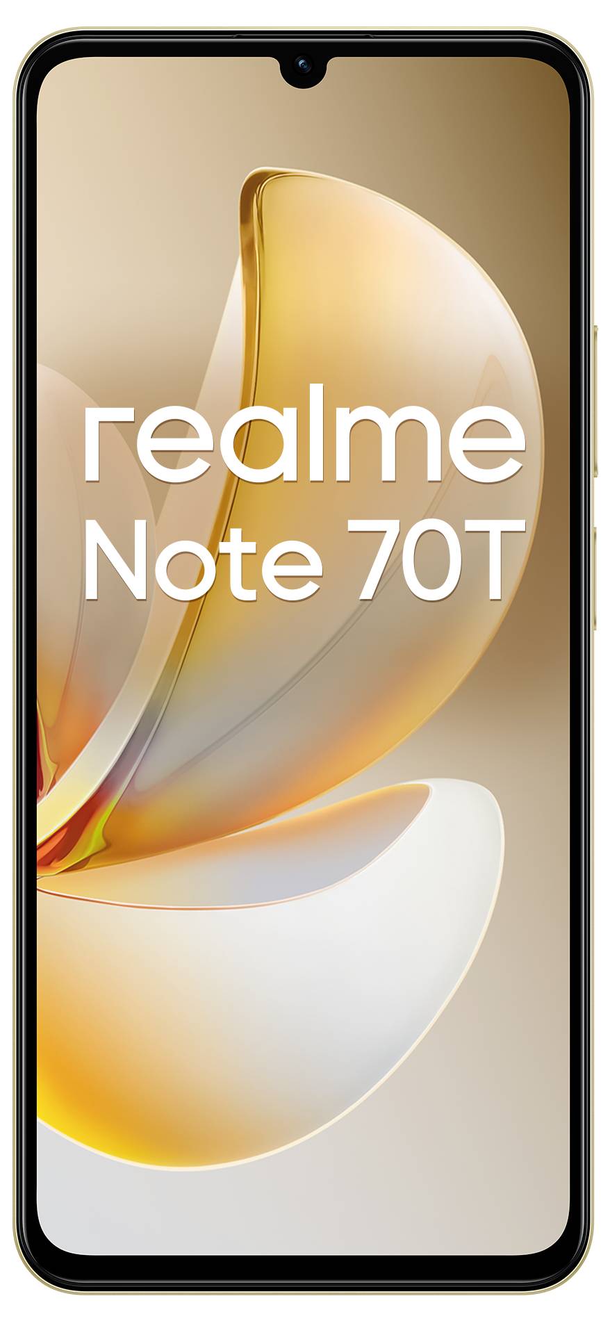 Smartphone-Frontansicht, die den Bildschirm mit abstraktem Design und dem Text 