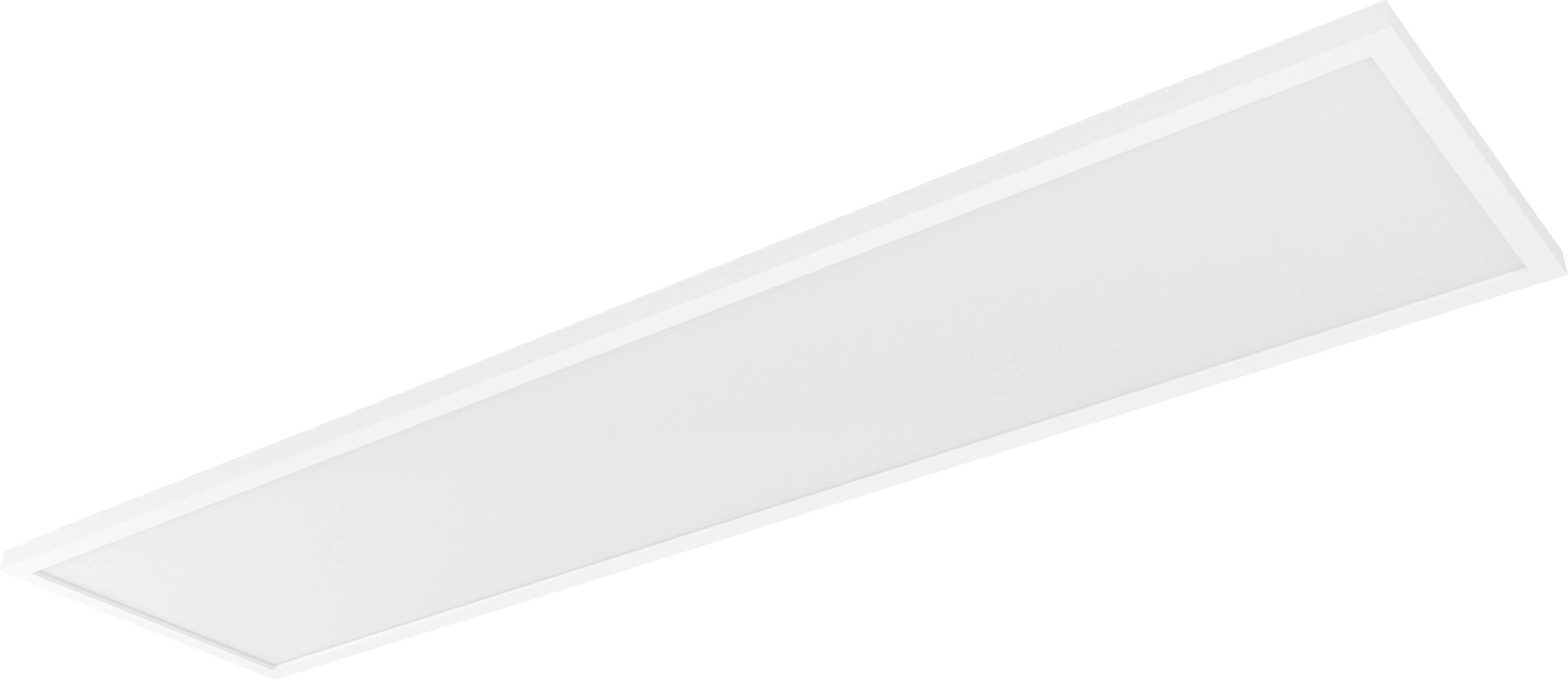 Eine rechteckige LED-Deckenleuchte mit weißem Rahmen, konzipiert für Innenbeleuchtung und mit einem minimalistischen und modernen Erscheinungsbild.