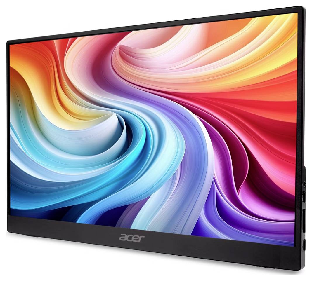 Acer-Portablemonitor, der lebendige, wirbelnde Farben auf dem Bildschirm zeigt.
