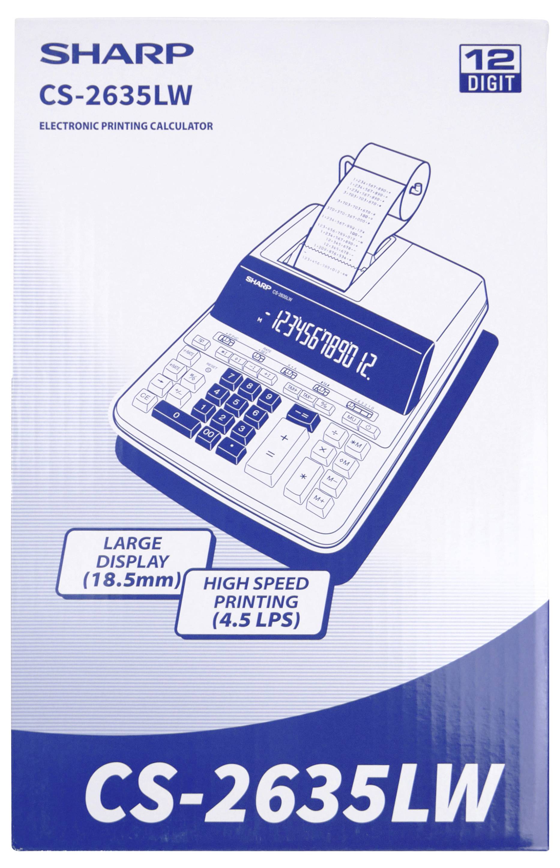 Sharp Tischrechner druckend CS-2635 LW 12 Stellen, schwarz/rot Druck Tischrechner Schwarz, Weiß (B x H x T) 222 x 78 x 335mm