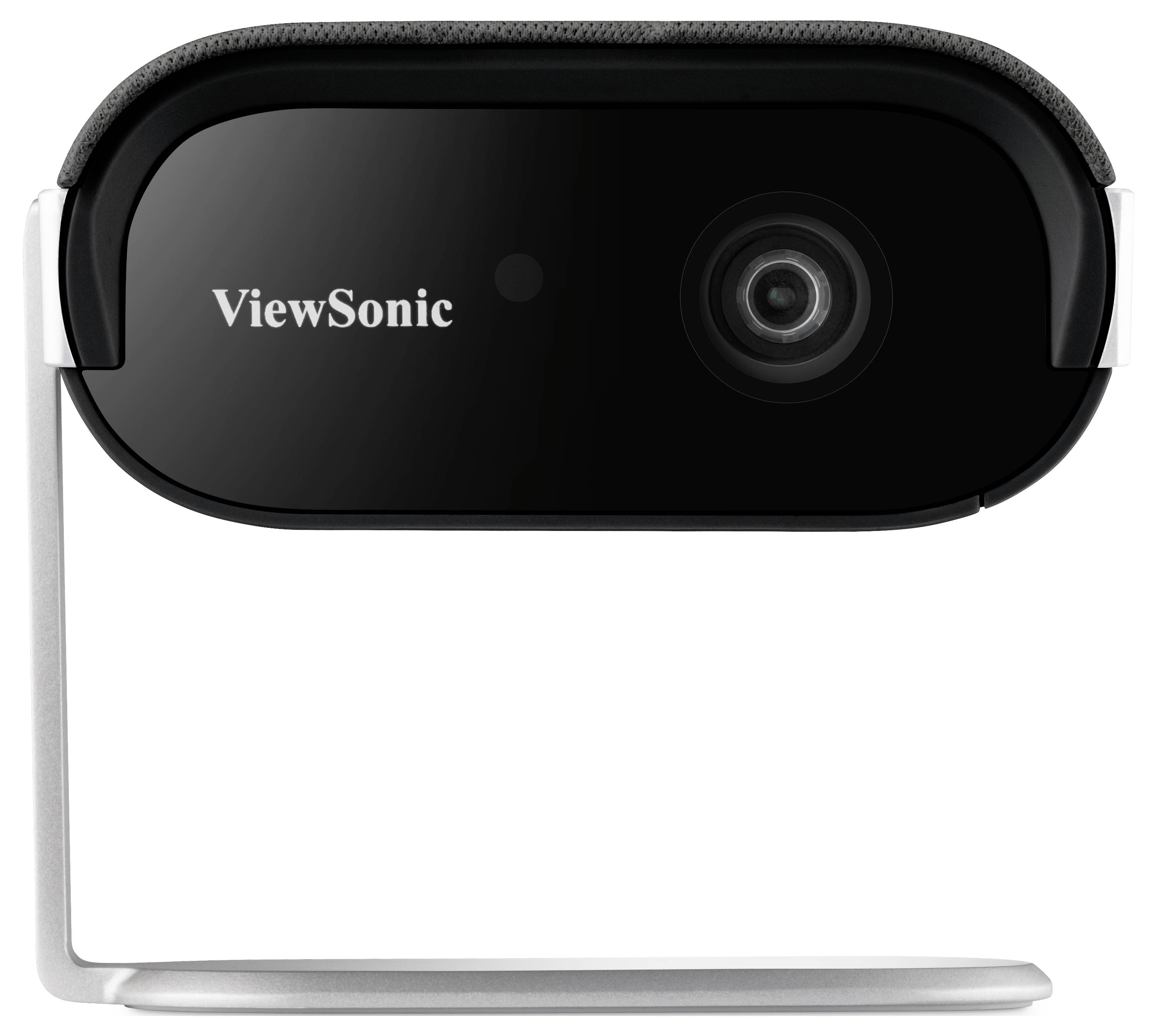 Eine ViewSonic Webcam mit einem silbernen Ständer und schwarzem Gehäuse, mit einer zentralen Kameraobjektiv, entwickelt für Videokonferenzen und Aufnahmen.