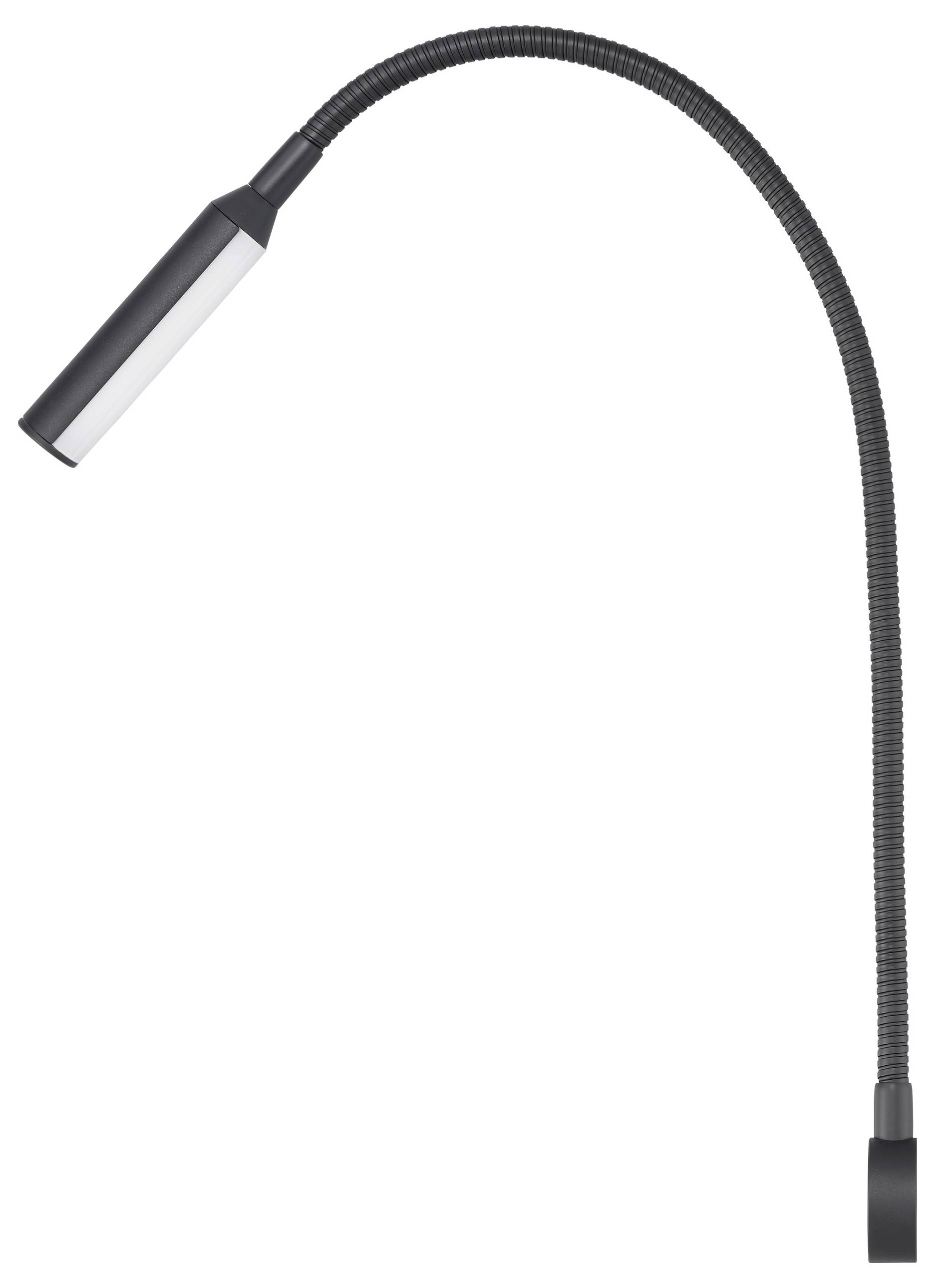 Eine flexible, moderne schwarze Schreibtischleuchte mit verstellbarem Hals, konzipiert für Arbeitsleuchten und konzentrierte Beleuchtung.
