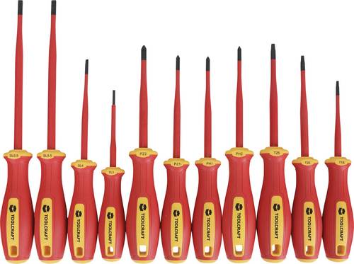 TOOLCRAFT VDE, Werkstatt, Elektrotechnik und Feinwerktechnik Schraubendreher-Set 11teilig Schlitz