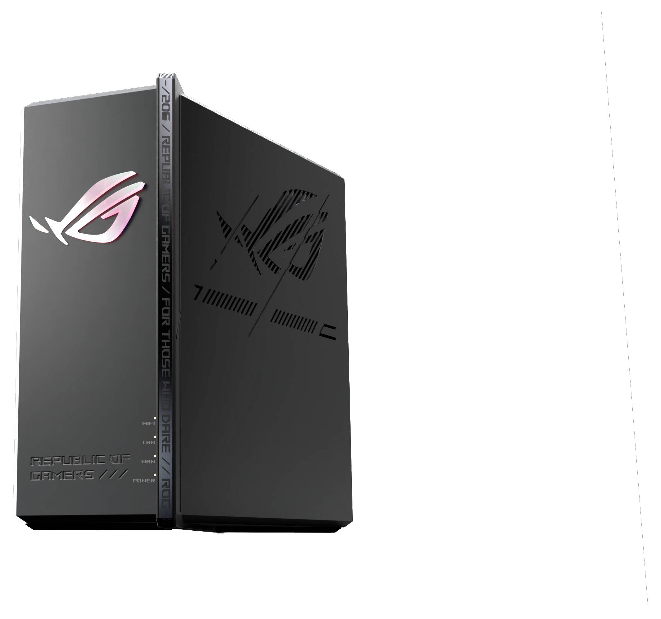 Gaming-Desktop-PC mit einem schlanken schwarzen Gehäuse, das das 