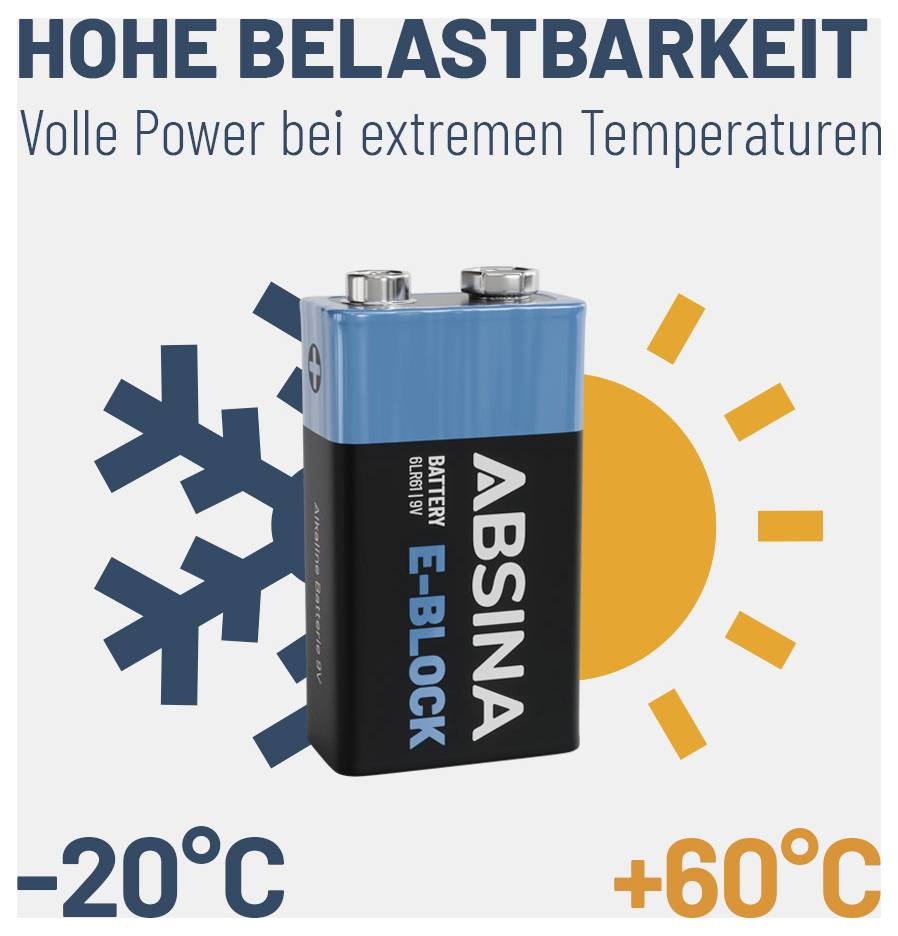 Eine Batterie mit der Bezeichnung „E-Block Abisna