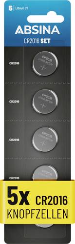Absina Knopfzelle CR2016 3 V 5 St. Lithium