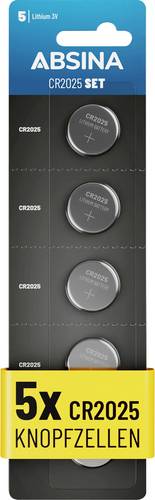 Absina Knopfzelle CR2025 3 V 5 St. Lithium