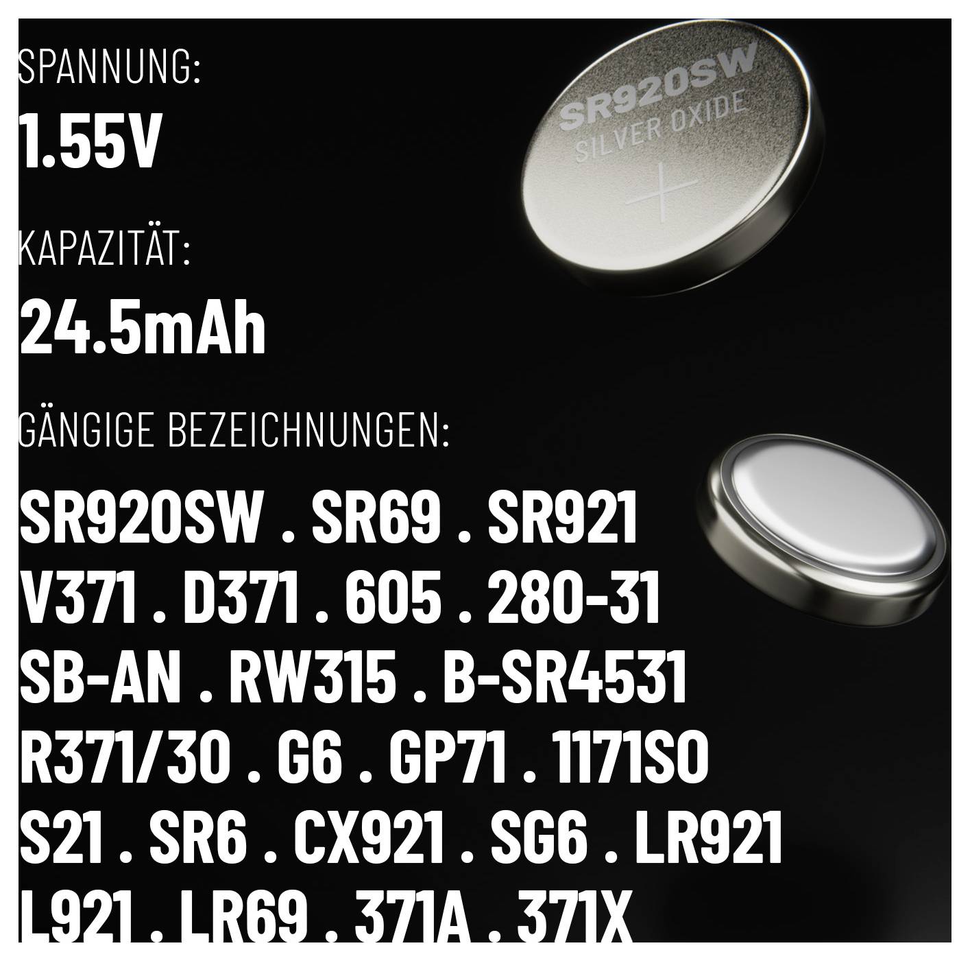 Absina Knopfzelle 371 1.55 V 10 St. Silberoxid